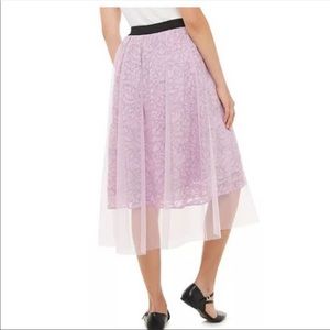 NWOT ELLE Lavender Mesh Lace Skirt Large